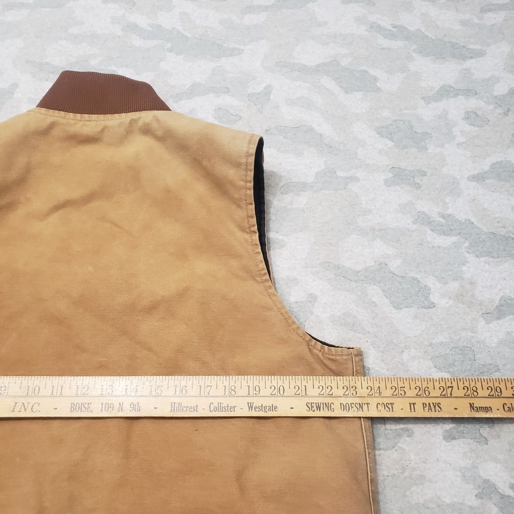 Vintage Carhartt Vest Mens Large Tall Brown Full Zip Diamond Quilted Workwear - Picture 8 of 10
